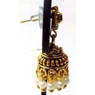 Golden Oxidized Earrings Ethnic Imitation Jewelry Drop Dangle Chandelier - EA56